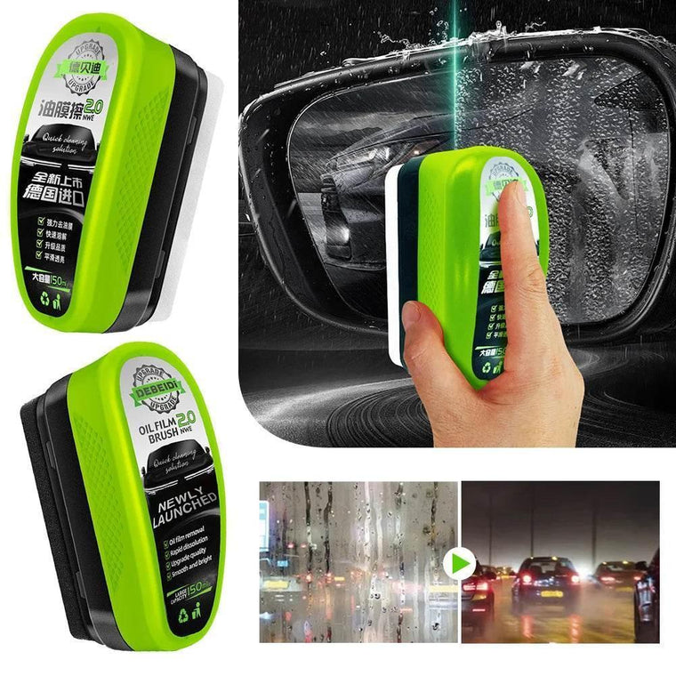 Car glass oil film remover kit for a streak-free windscreen