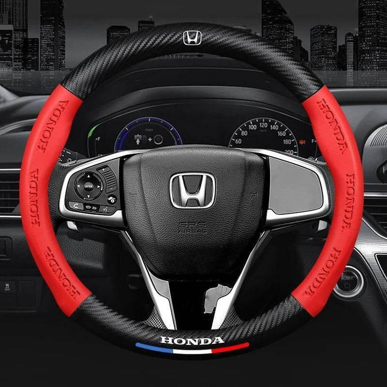 Non-slip carbon fibre sports steering wheel cover fitted for confident grip