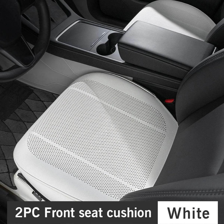 Tesla car seat cushions in white Nappa leather for Model Y interior