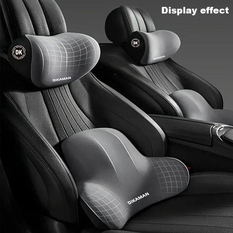 Memory foam headrest and lumbar support car seat cushion set