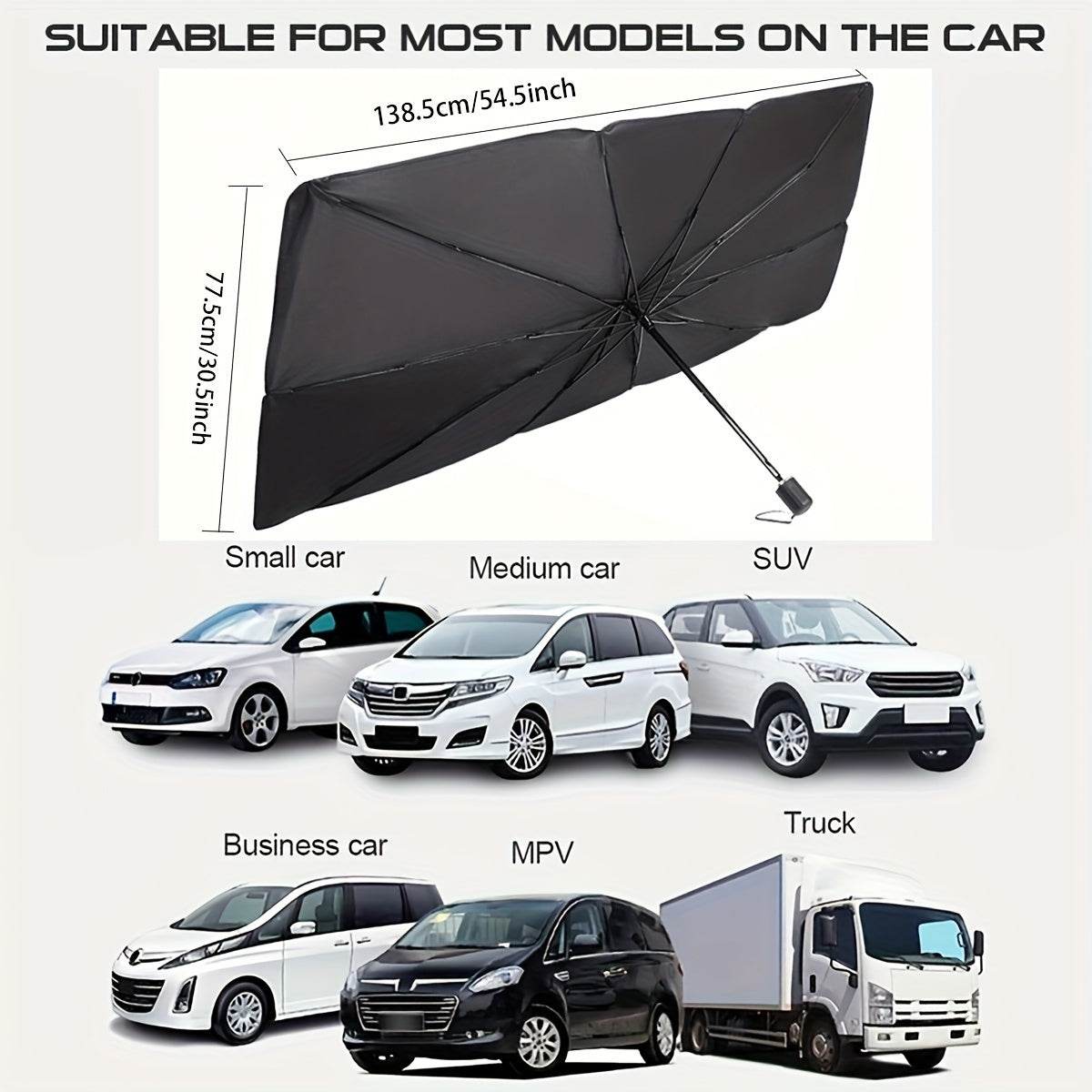 Portable Foldable Windshield Sun Visor Umbrella – UV Protection Car Sunshade -