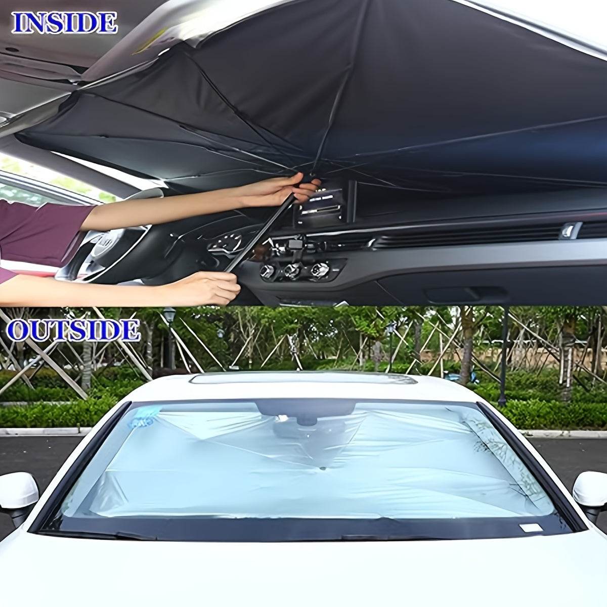 Portable Foldable Windshield Sun Visor Umbrella – UV Protection Car Sunshade -