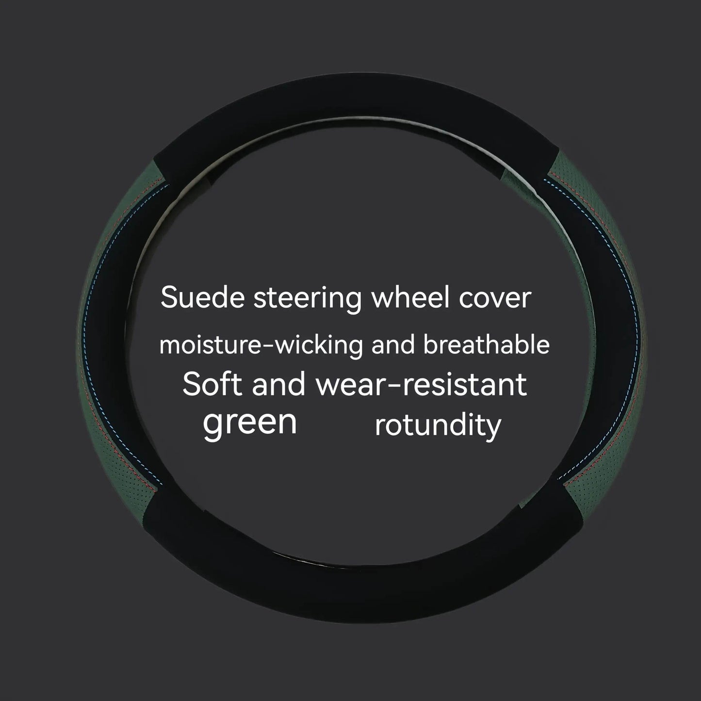Luxury Faux Fur Steering Wheel Cover (38cm) - Green / Round