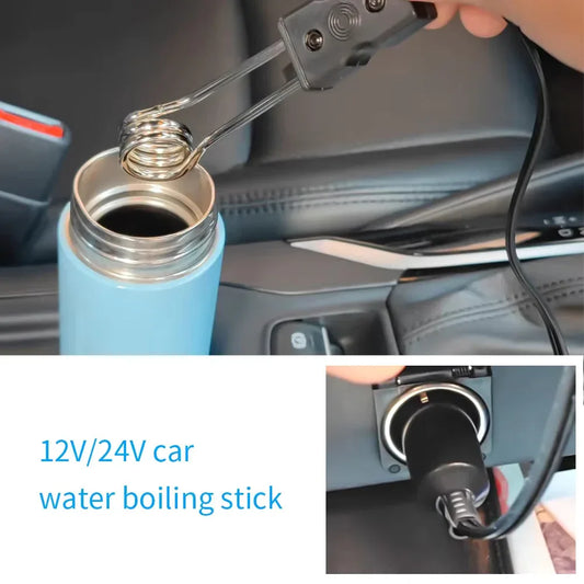 12V 24V Car Immersion Heater Electric Water Tea Coffee Warmer Portable Auto - 12V