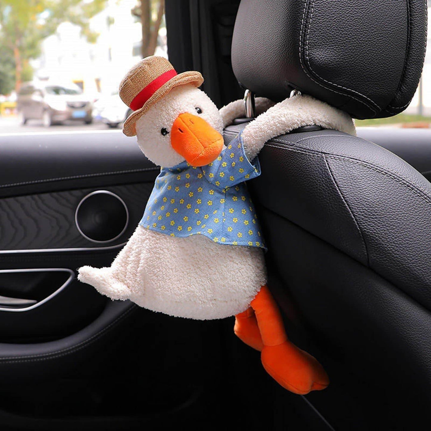 Duck Tissue Box – Plush Cartoon Car Tissue Holder & Storage Bucket - Duck Tissue Box