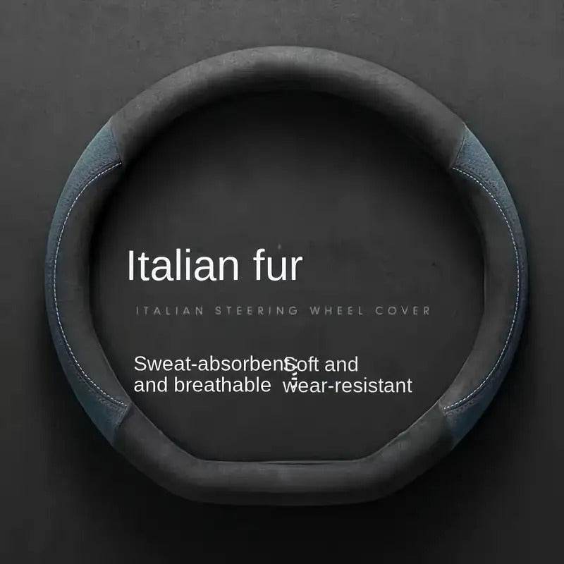 Luxury Faux Fur Steering Wheel Cover (38cm) - Green / Round