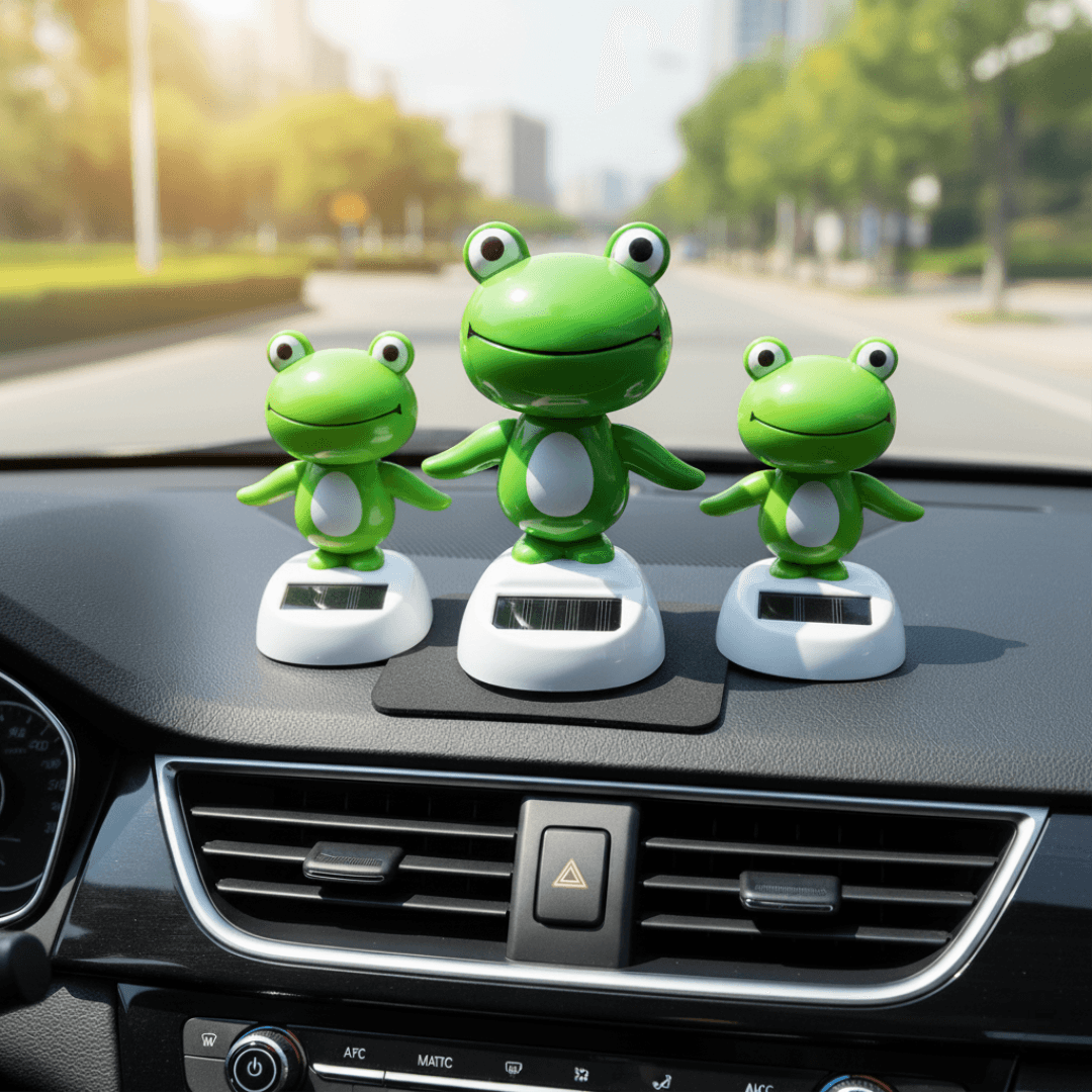 Frog Bobblehead – Solar Powered Shaking Head Car Ornament -