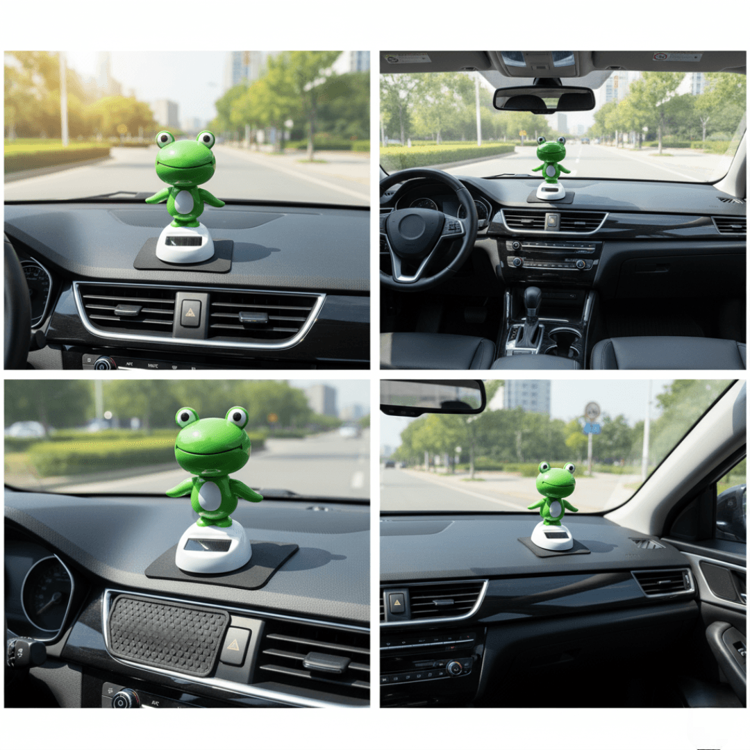 Frog Bobblehead – Solar Powered Shaking Head Car Ornament -