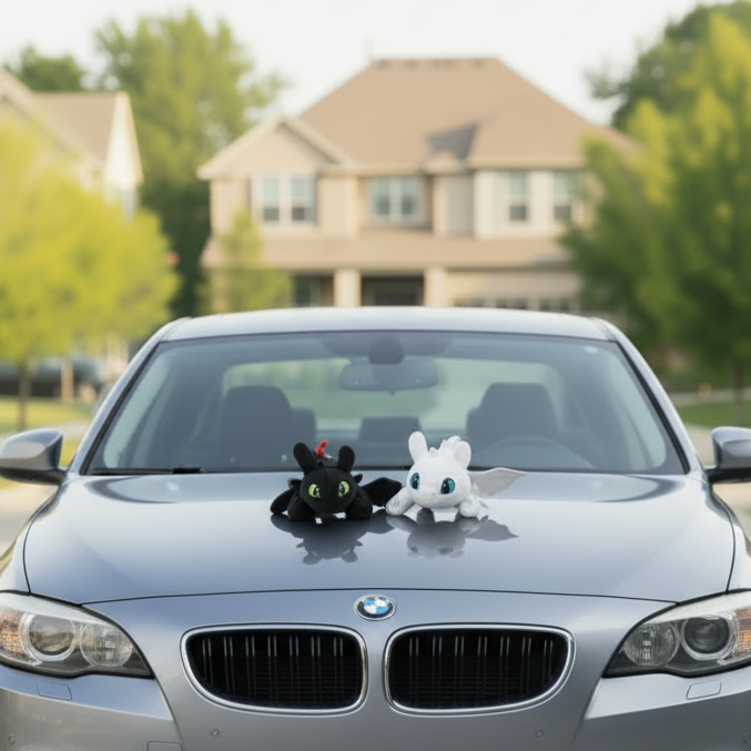 Decoración del techo del coche del dragón Desdentado y Furia Luminosa