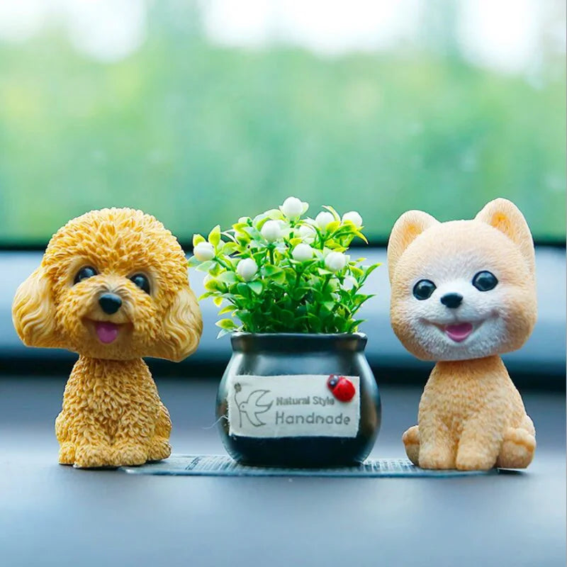 9cm Husky Teddy Pomeranian Car Shake Head Dog Ornaments Cute Nodding Decoration Gift For Car Interior Home Room Auto Accessories - Carmoods