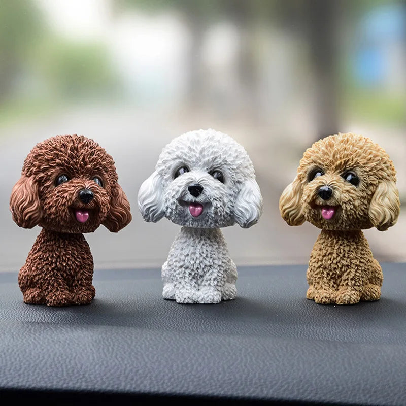 9cm Husky Teddy Pomeranian Car Shake Head Dog Ornaments Cute Nodding Decoration Gift For Car Interior Home Room Auto Accessories - Carmoods