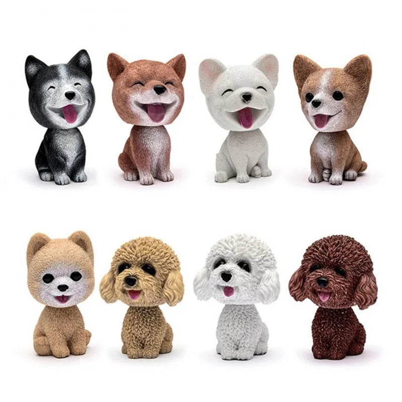 9cm Husky Teddy Pomeranian Car Shake Head Dog Ornaments Cute Nodding Decoration Gift For Car Interior Home Room Auto Accessories - Carmoods