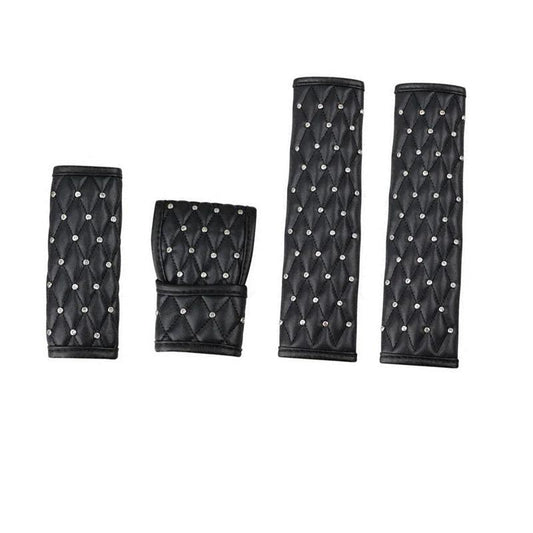 Crystal Diamond Car Seat Belt Cover & Hand Brake Gear Cover Set