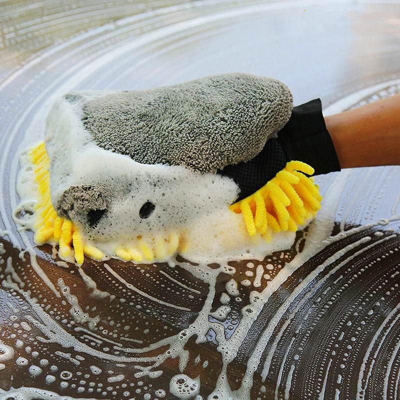 Large Microfiber Car Wash Glove - Yellow