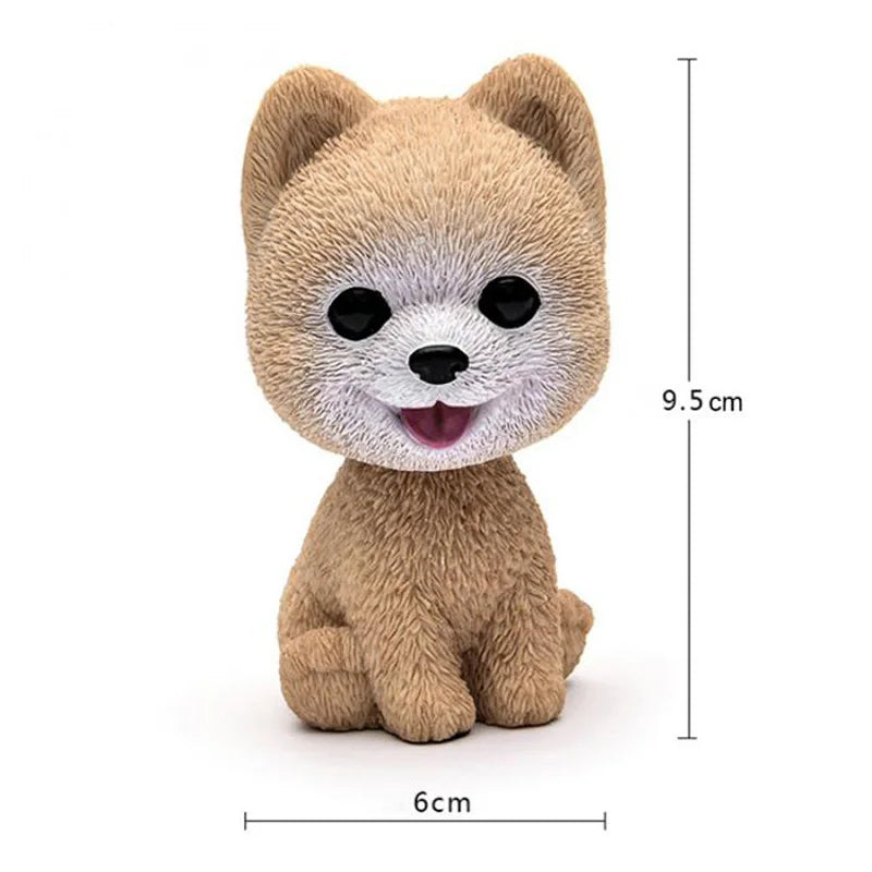 9cm Husky Teddy Pomeranian Car Shake Head Dog Ornaments Cute Nodding Decoration Gift For Car Interior Home Room Auto Accessories - Carmoods