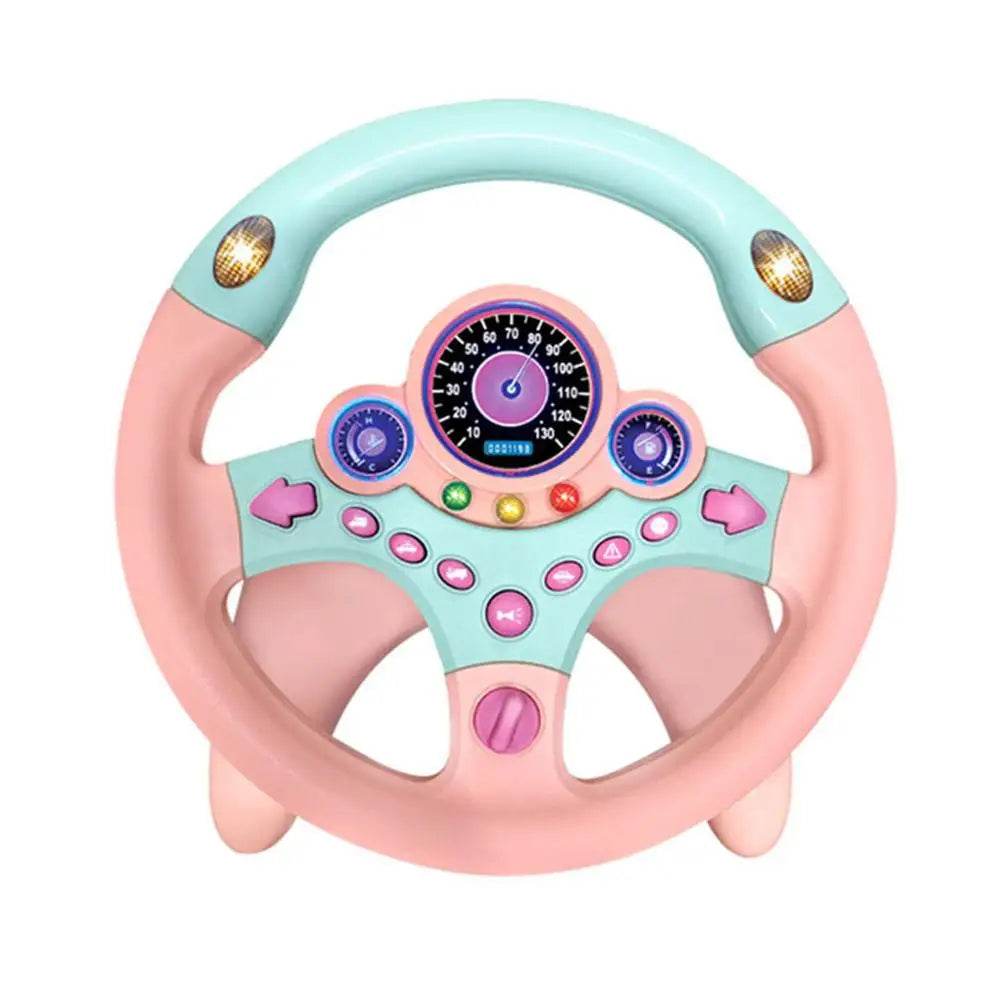 Steering Wheel Toy – Interactive Light & Sound Driving Simulation Toy - Pink