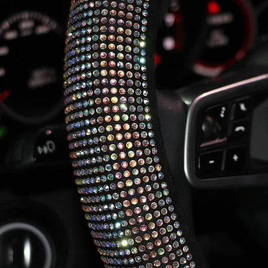 38cm Rhinestone Steering Wheel Cover O-Type Diamond Bling M Size