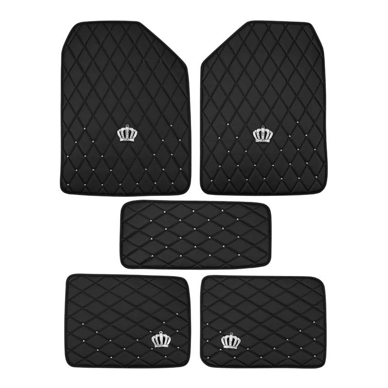 Crown Rivet Universal Leather Car Floor Mats Anti-Slip Protector