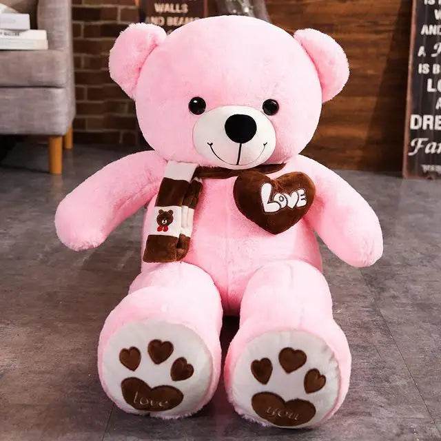 Teddy Bear Plush Toy – Stuffed Animal with Scarf - Pink
