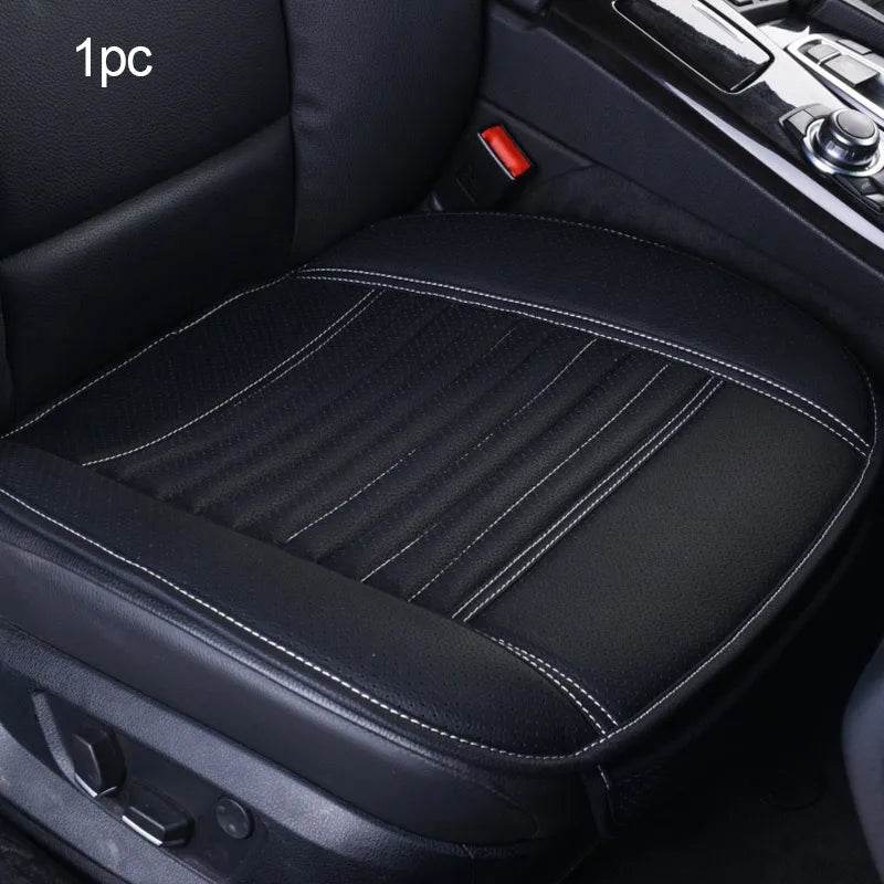 Car Seat Cover | PU Leather Universal, Anti-Slip, Waterproof & Sweatproof Protector - Front White line
