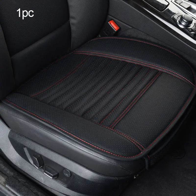 Car Seat Cover | PU Leather Universal, Anti-Slip, Waterproof & Sweatproof Protector - Front Red line