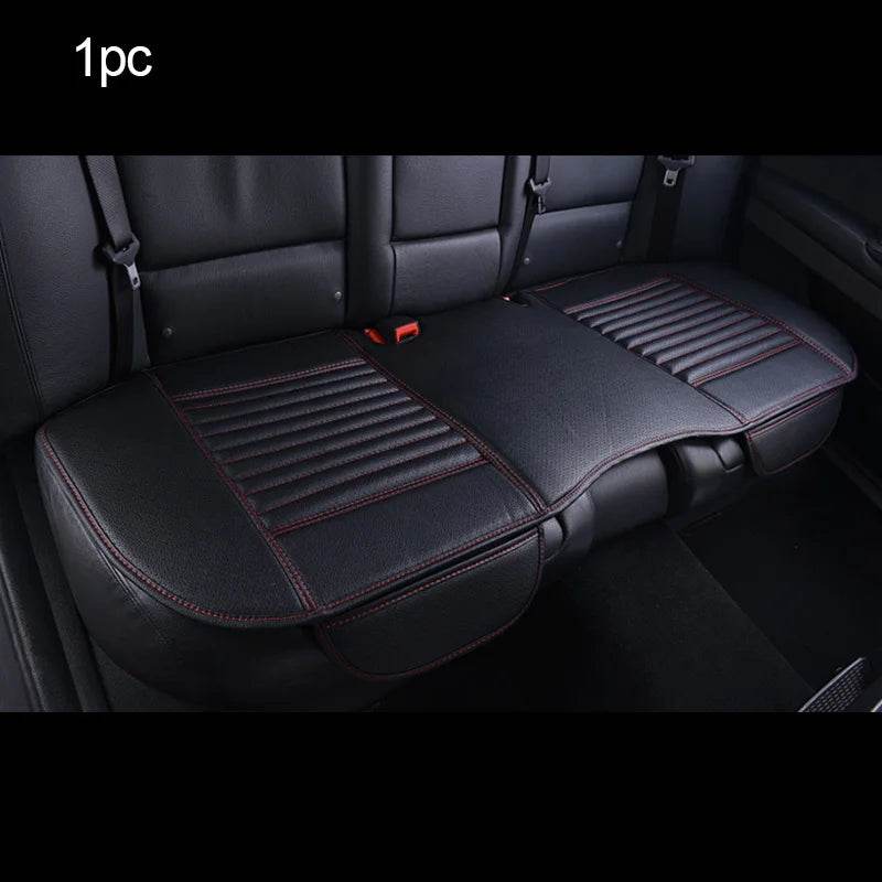 Car Seat Cover | PU Leather Universal, Anti-Slip, Waterproof & Sweatproof Protector - Rear Red line