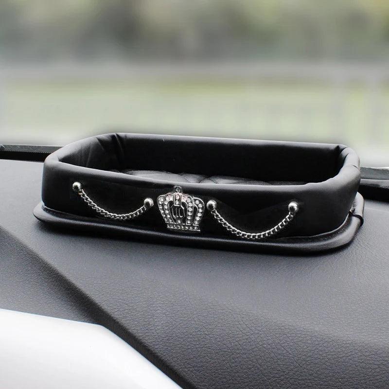 PU Leather Dashboard Console Organizer Storage Box Phone Keys Coin