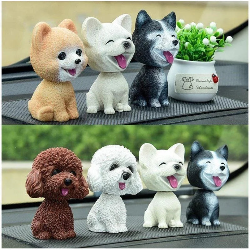 9cm Husky Teddy Pomeranian Car Shake Head Dog Ornaments Cute Nodding Decoration Gift For Car Interior Home Room Auto Accessories - Carmoods