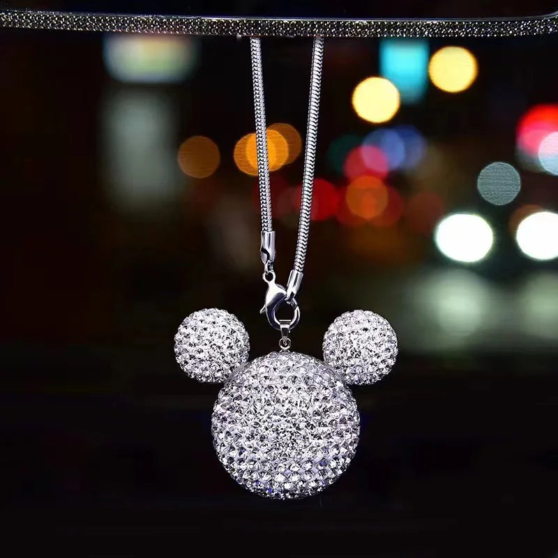 Rhinestone Crystal Ball Car Pendant Cute Animal Bling Car Mirror Hang