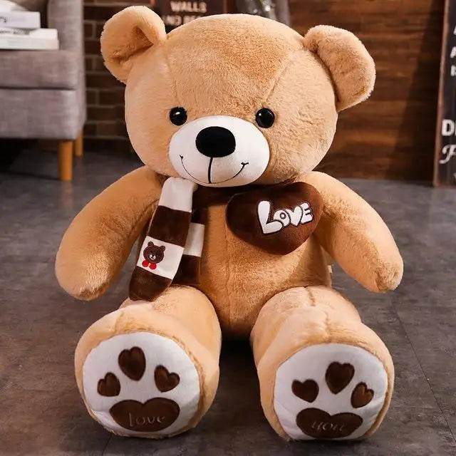 Teddy Bear Plush Toy – Stuffed Animal with Scarf - Light brown