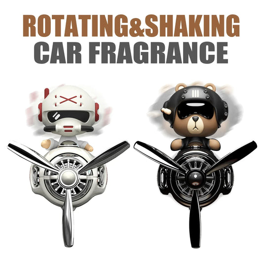 Rotating Propeller Pilot Plane Car Air Freshener - Battle Bear