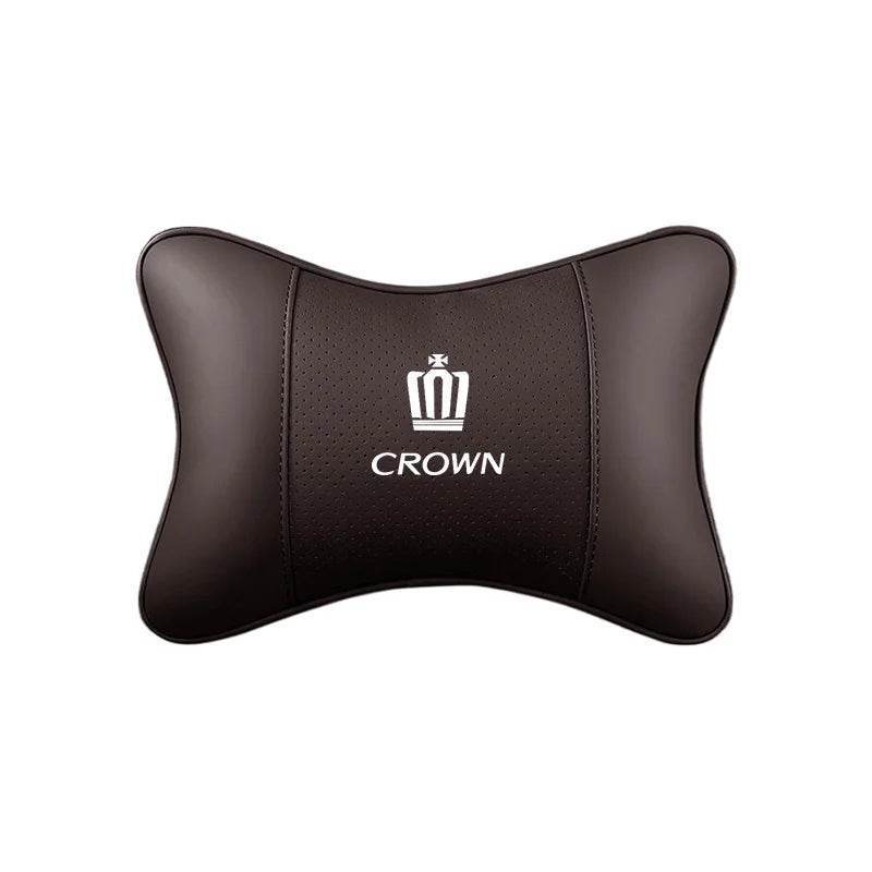Toyota Crown Leather Car Headrest Neck Pillow - TZ-Mocha brown