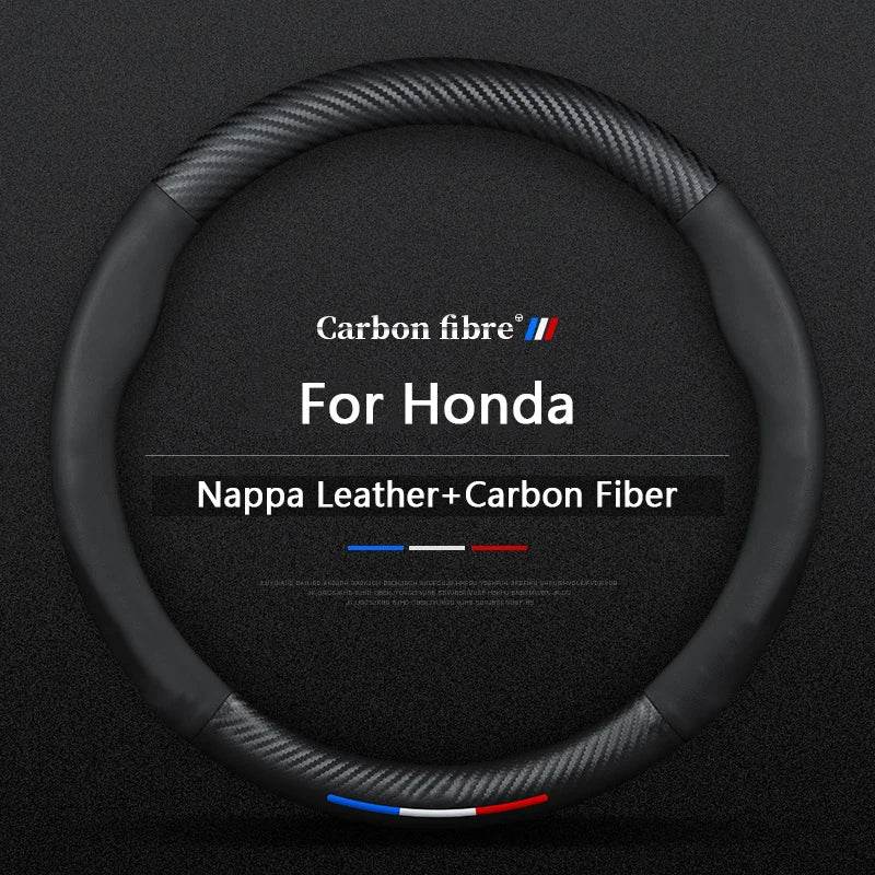 HONDA Carbon Fiber Steering Wheel Cover – Fits Civic, Accord, CR-V, HR-V & More - Black