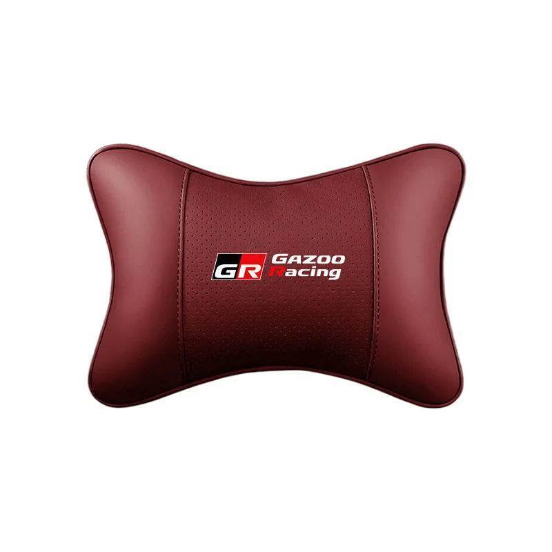 Toyota Crown Leather Car Neck Pillow - TZ-Deep red 1