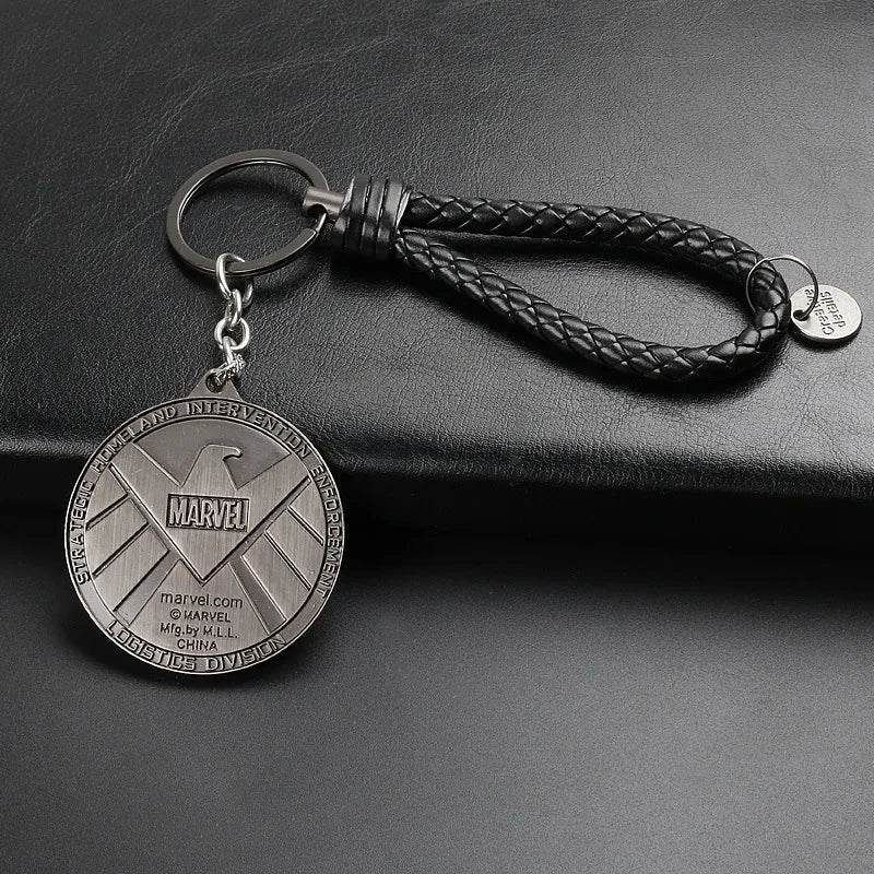 Marvel Avengers Deadpool Captain America Shield Keychain Rotate Relieve Anxiety Toy Keyring Car Bag Key Holder Accessories Gift - ying hui se