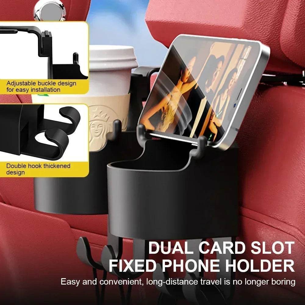 2 Pcs Rear Headrest Cup Holder Bracket for Bags, Drinks, Mobile Phone -