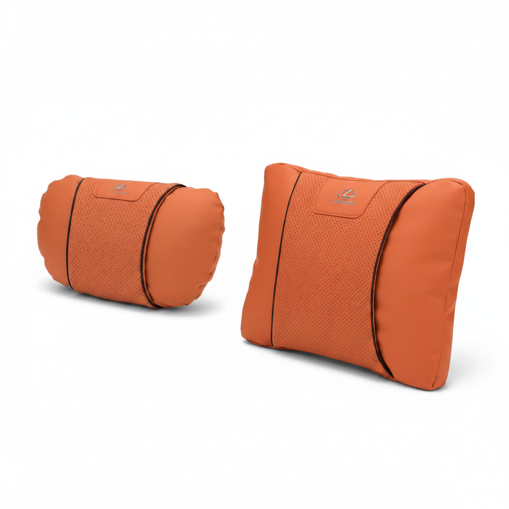 Lexus Car Neck Pillow & Lumbar Support - set orange