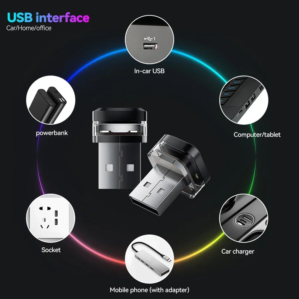 New USB Car Interior Ambient Atmosphere Light LED Signal Lights Auto Reading Lamp Decorations Night Lights Interior Accessories - Carmoods