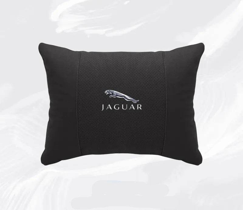 Breathable Suede Car Neck Pillow for Jaguar XE, XJ, XF, E-Pace, XJL & More - headrest 1pc black