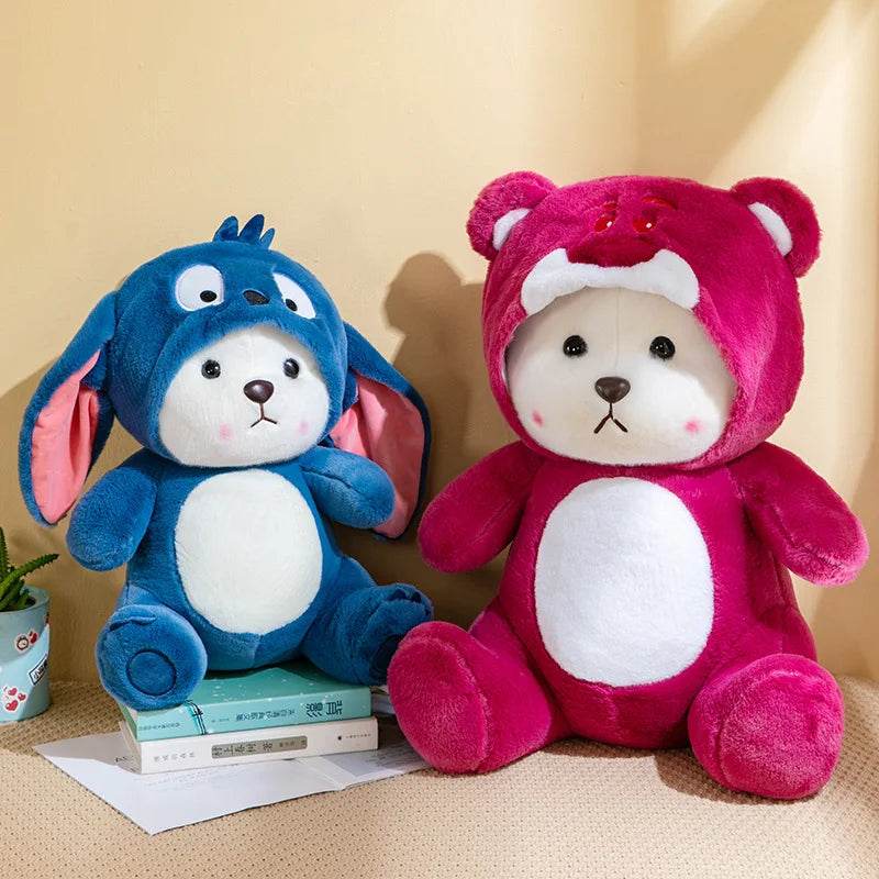 Cute Teddy Bear Plush Doll Collection – Stitch, Panda, Strawberry & More - stitch bear / 30cm