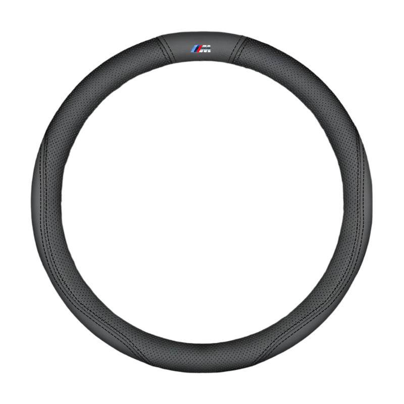 BMW Carbon Fiber Suede Leather Steering Wheel Cover - O-M Style A black