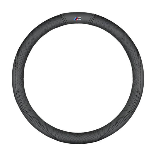 BMW Carbon Fiber Suede Leather Steering Wheel Cover - O-M Style A black