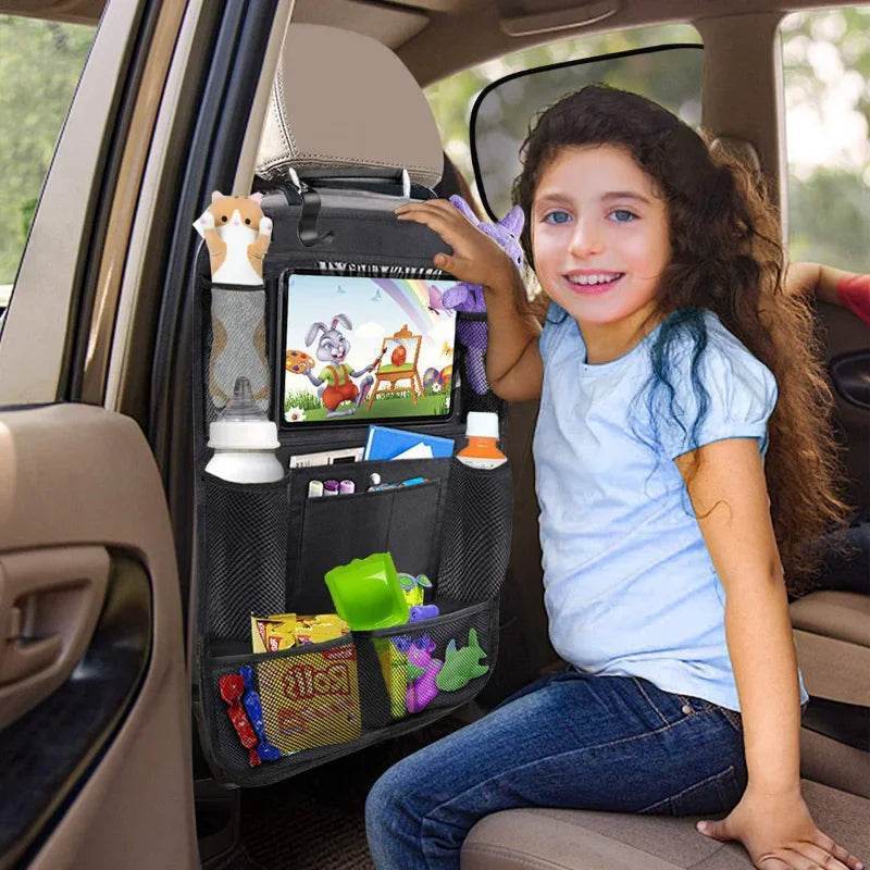 Car Backseat Organizer with Clear Touch Screen Tablet Holder - Side storage 1PC