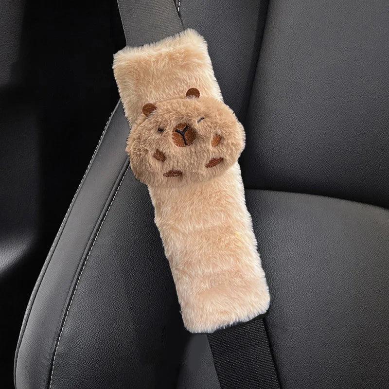 Capybara Plush Car Seat Belt Cover Universal Auto Safety Shoulder Pad