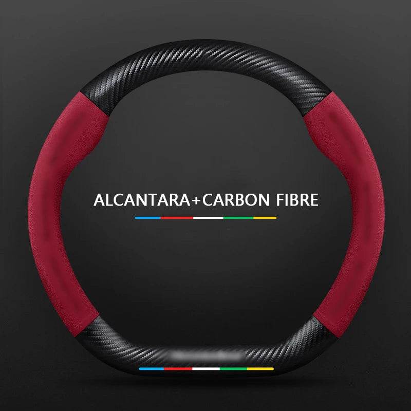 Mercedes Benz Carbon Fiber Leather Car Steering Wheel Cover -