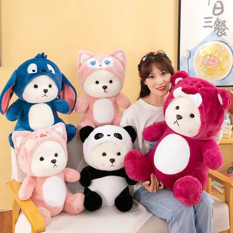 Cute Teddy Bear Plush Doll Collection – Stitch, Panda, Strawberry & More - stitch bear / 30cm