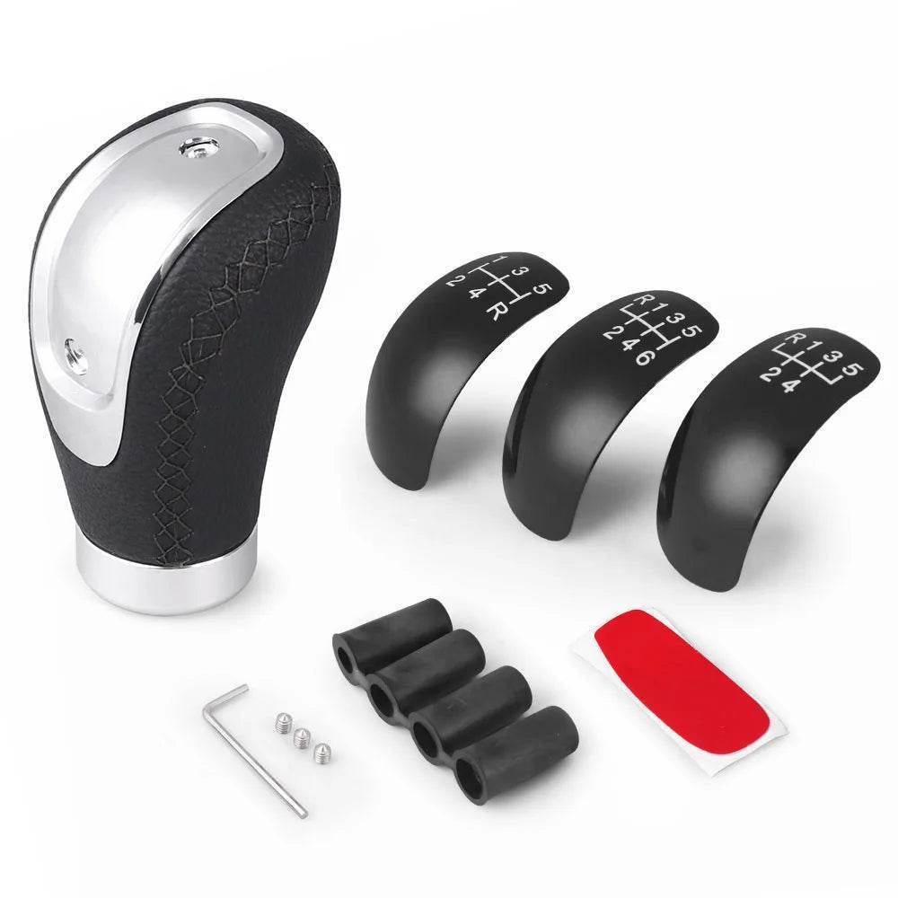 Universal 5/6-Speed PU Leather Gear Shift Knob | Manual Car Stick Head Replacement - Black