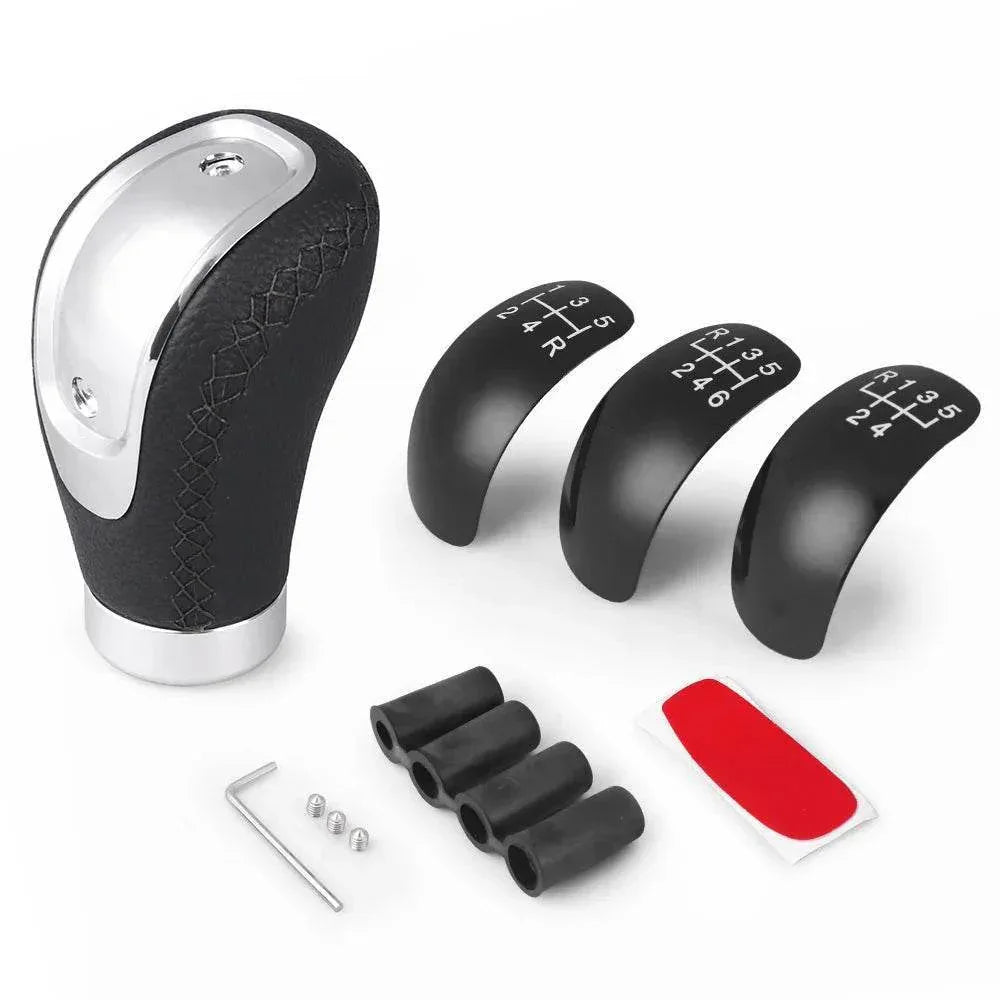 Universal 5/6-Speed PU Leather Gear Shift Knob | Manual Car Stick Head Replacement - Black