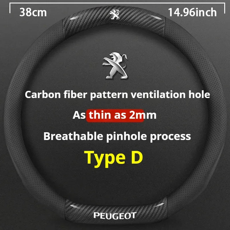 Peugeot Leather Steering Wheel Cover - D Type Black E