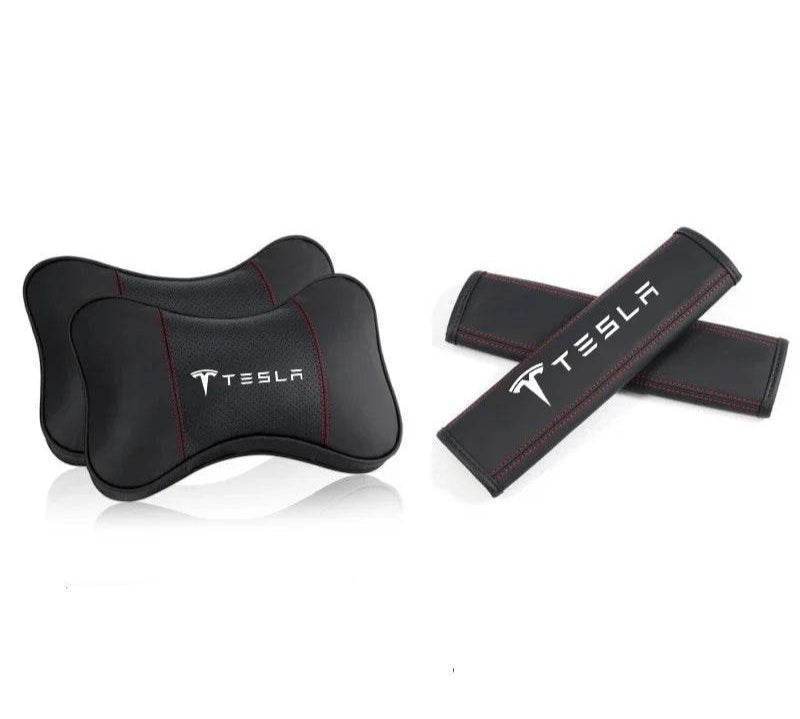 Tesla Neck Pillow and Seat Belt Pad - Neck Pillow + Seat Belt Cover-4pc 20% Discount